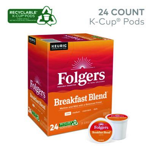 Folgers Breakfast Blend Coffee K-Cups, 24/Box (0448)