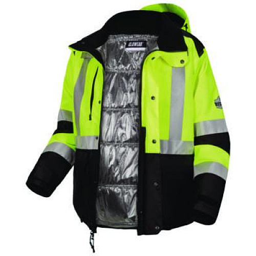 ergodyne GloWear Class 3 Hi-Vis Winter Jacket with AmpliFIRE Heat Reflective Lining, 2X-Large, Lime (25726)