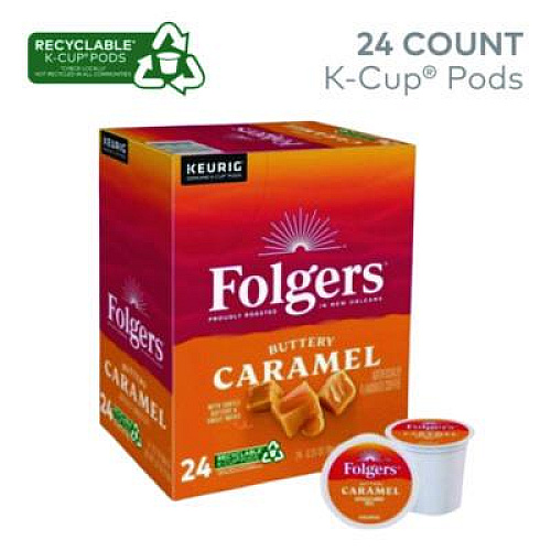 Folgers Buttery Caramel Coffee K-Cups, 24/Box (6680)