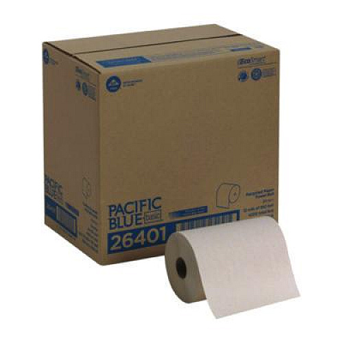 Georgia Pacific Professional Pacific Blue Basic Recycled Paper Towel Roll, 1-Ply, 7.88 x 350 ft, Brown, 12 Rolls/Carton (26401)