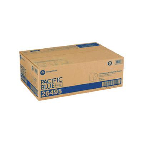 Georgia Pacific Professional Pacific Blue Ultra Paper Towels, 1-Ply, 7.87" x 1,150 ft, Natural, 6 Rolls/Carton (26495)