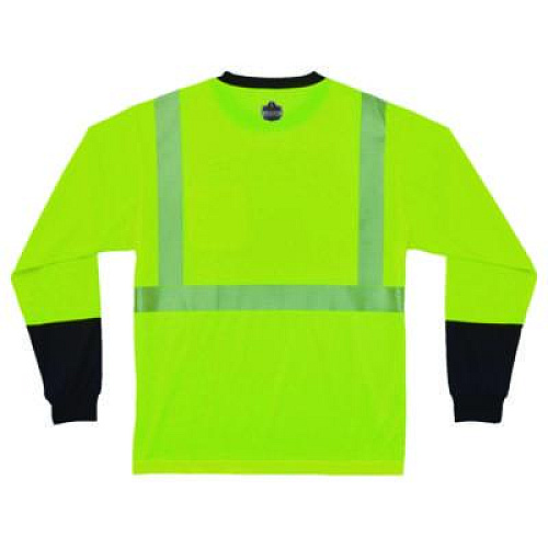 ergodyne GloWear 8281BK Class 2 Long Sleeve Shirt with Black Bottom, 7X-Large Long, Lime (22661)