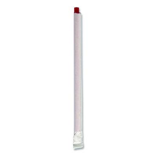 Boardwalk Wrapped Giant Straws, 7.75", Polypropylene, Red, 300/Pack, 24 Packs/Carton (GSTW775RD)