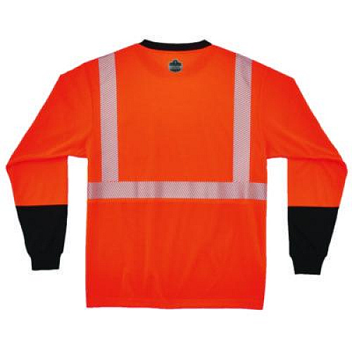 ergodyne GloWear 8281BK Class 2 Long Sleeve Shirt with Black Bottom, 10X-Large Long, Orange (22924)