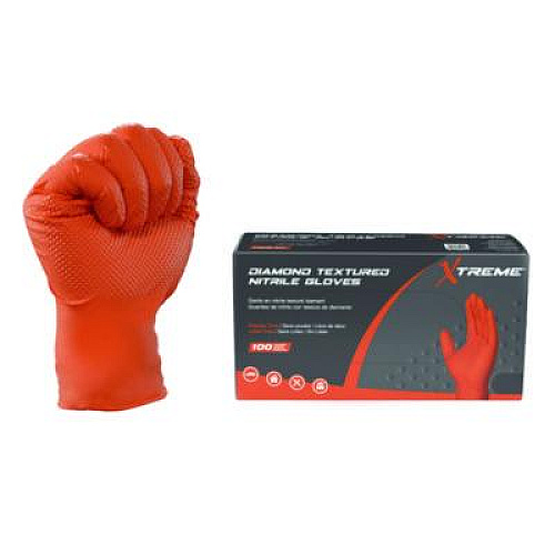 Xtreme by AMMEX DT Nitrile Disposable Gloves, Powder-Free, Large, 6 mil Thick, 9.5" Long, Orange, 100/Box, 10 Boxes/Carton (XODN46100)