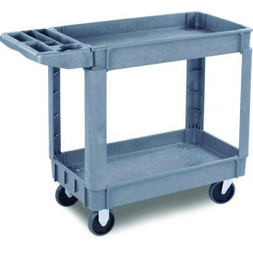 Boardwalk Two-Shelf Utility Cart, Plastic, 2 Shelves, 500 lb Capacity, 17.25" x 40" x 33.5", Gray (4024UCGRA)