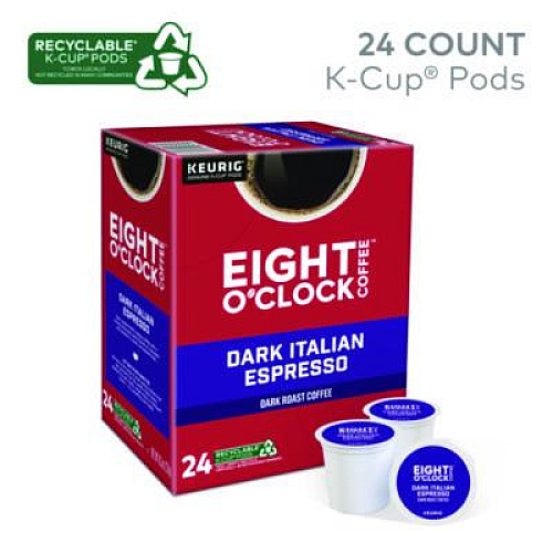 Eight O'Clock Dark Italian Espresso Coffee K-Cups, 24/Box (6408)