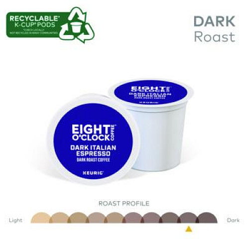 Eight O'Clock Dark Italian Espresso Coffee K-Cups, 24/Box (6408)