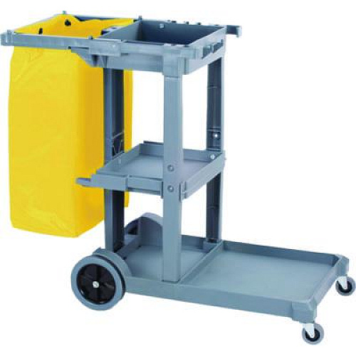 Boardwalk Janitor's Cart, Plastic, 4 Shelves, 1 Bin, 19" x 45" x 39", Gray (JCARTGRA)