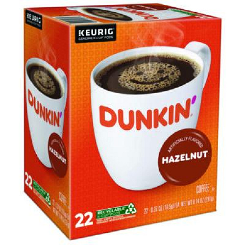 Dunkin' K-Cup Pods, Hazelnut, 22/Box (1270)