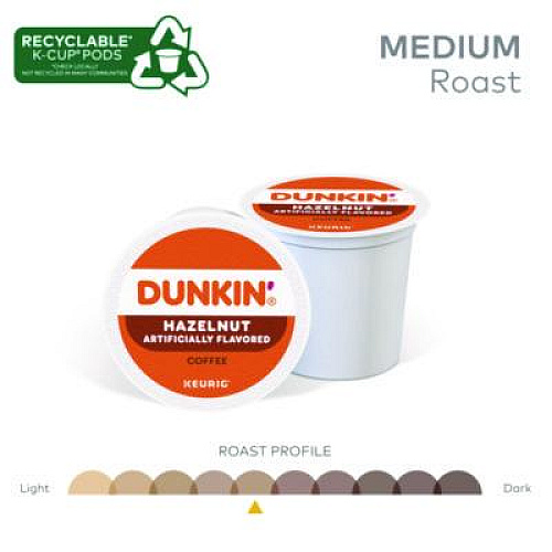 Dunkin' K-Cup Pods, Hazelnut, 22/Box (1270)