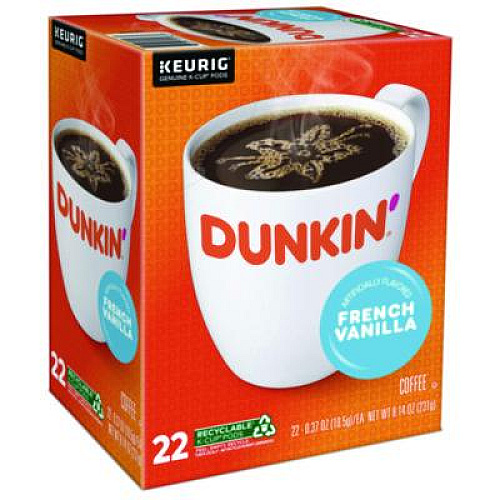 Dunkin' K-Cup Pod, French Vanilla, 22/Box (1268)