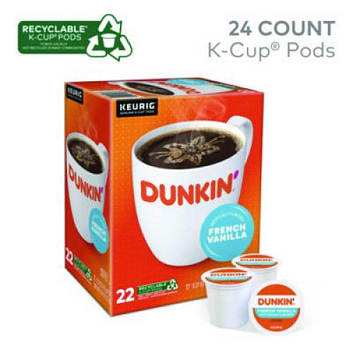 Dunkin' K-Cup Pod, French Vanilla, 22/Box (1268)