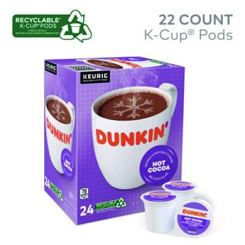 Dunkin' Milk Chocolate Hot Cocoa K-Cup Pods, 22/Box (1261)