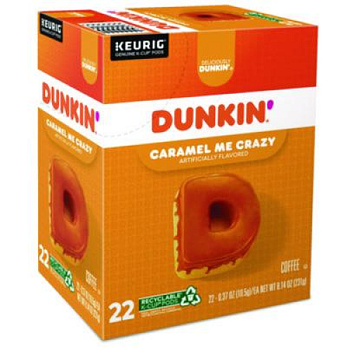 Dunkin' K-Cup Pods, Caramel Me Crazy, 22/Box (1277)