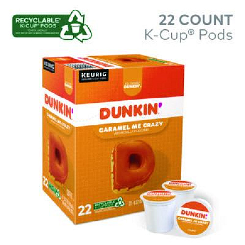 Dunkin' K-Cup Pods, Caramel Me Crazy, 22/Box (1277)