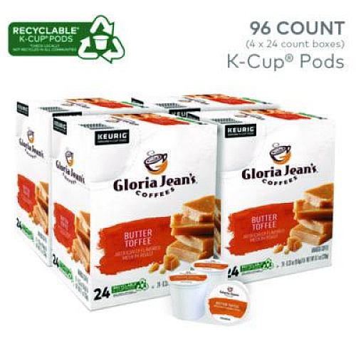 Gloria Jean's Butter Toffee Coffee K-Cups, 96/Carton (60051012CT)
