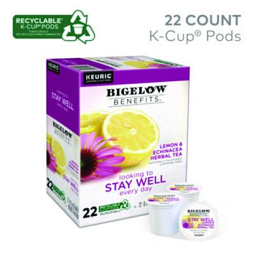 Bigelow Benefits Lemon and Echinacea Herbal K-Cup, 0.11 oz, 22/Box (2025)