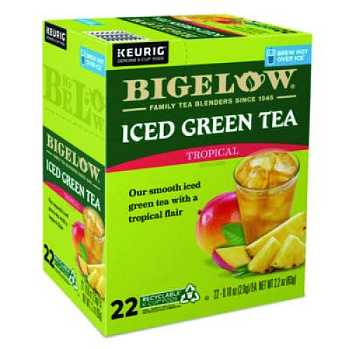 Bigelow Tropical Iced Green Tea, K-Cup, 0.10 oz, 22/Box (2870)