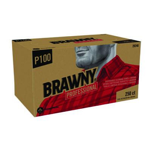 Brawny Professional All Purpose Wipers, 1-Ply, 9 x 10.25, Brown, 250 Wipers/Box, 24 Boxes/Carton (29246)