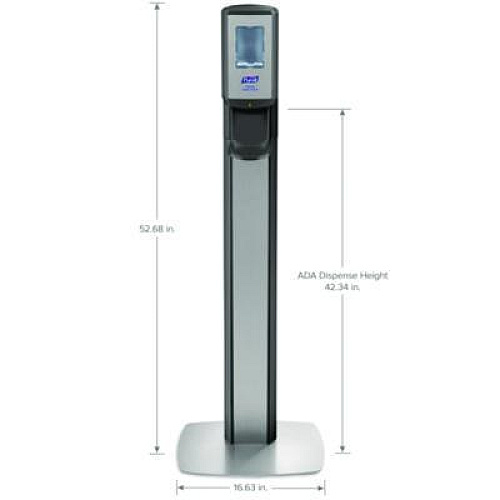 PURELL MESSENGER CS8 Silver Panel Floor Stand with Dispenser, 1,200 mL, 15.13 x 16.62 x 52.68, Graphite/Silver (7518DSSLV)
