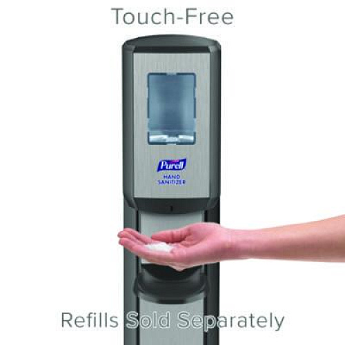 PURELL MESSENGER CS8 Silver Panel Floor Stand with Dispenser, 1,200 mL, 15.13 x 16.62 x 52.68, Graphite/Silver (7518DSSLV)