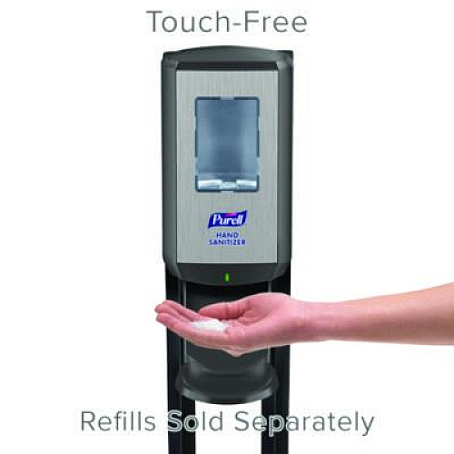 PURELL CS8 Hand Sanitizer Floor Stand with Dispenser, 1,200 mL, 13.5 x 5 x 28.5, Graphite (7418DS)