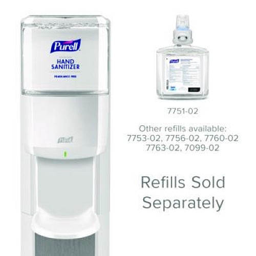 PURELL MESSENGER ES8 Silver Panel Floor Stand with Dispenser, 1,200 mL, 16.75 x 6 x 40, Silver/White (7308DSSLV)