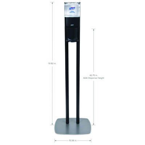 PURELL ES6 Hand Sanitizer Floor Stand with Dispenser, 1,200 mL, 13.5 x 5 x 28.5, Graphite/Silver (7216DS)