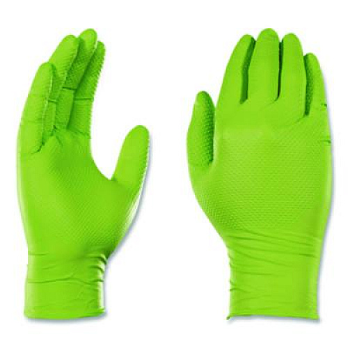 GloveWorks by AMMEX Heavy-Duty Industrial Nitrile Gloves, Powder-Free, XX-Large, 8 mil Thick, 9.5" Long, Green, 100/Box, 10 Boxes/Carton (GWGN49100CT)