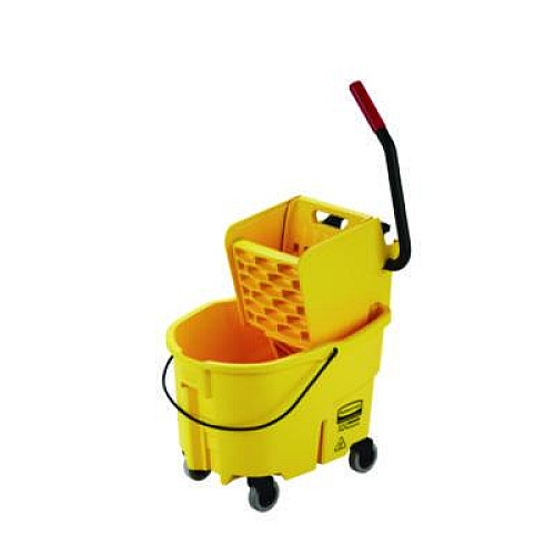 Rubbermaid Commercial WaveBrake 2.0 Bucket/Wringer Combos, Side-Press, 26 qt, Plastic, Yellow (FG748000YEL)