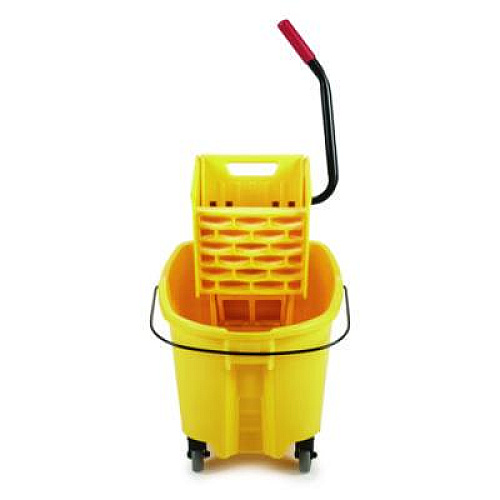 Rubbermaid Commercial WaveBrake 2.0 Bucket/Wringer Combos, Side-Press, 26 qt, Plastic, Yellow (FG748000YEL)