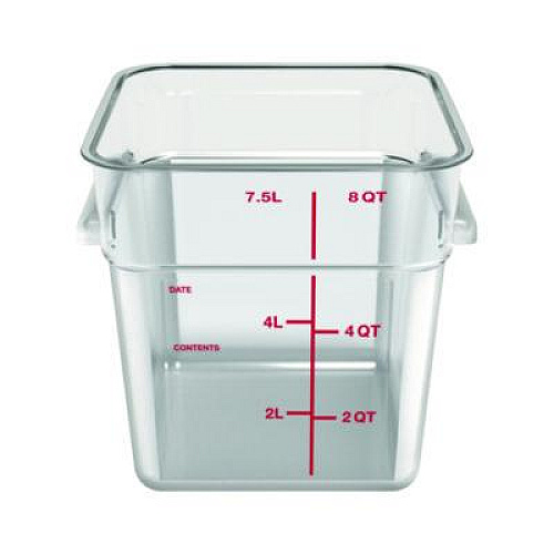 Carlisle Squares Polycarbonate Food Storage Container, 8 qt, 8.75 x 8.75 x 9, Clear, Plastic (1195307)