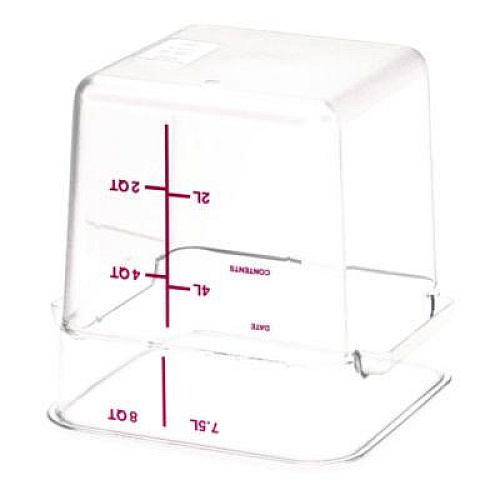 Carlisle Squares Polycarbonate Food Storage Container, 8 qt, 8.75 x 8.75 x 9, Clear, Plastic (1195307)