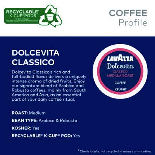 Lavazza Classico Coffee K-Cups, 22/Box (6001)
