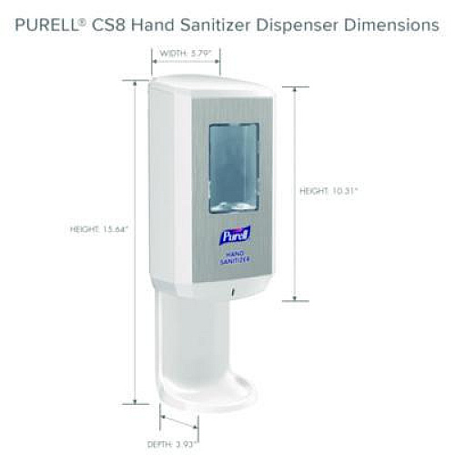 PURELL CS8 Hand Sanitizer Dispenser, 1,200 mL, 5.79 x 3.93 x 15.64, White (782001)