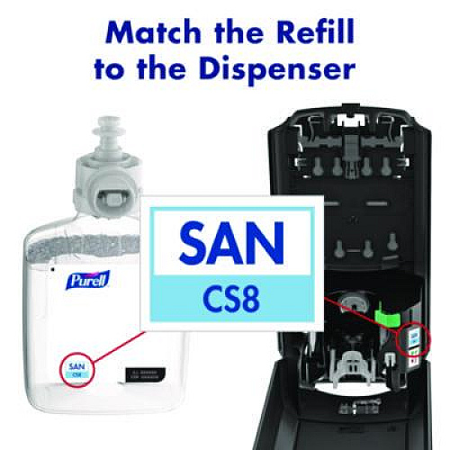 PURELL CS8 Hand Sanitizer Dispenser, 1,200 mL, 5.79 x 3.93 x 15.64, White (782001)