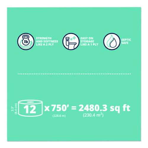 Papernet HyTech Seas Mini JRT, Septic Safe, 1-Ply, 3.3" x 750 ft, White, 6 Rolls/Carton (410051)