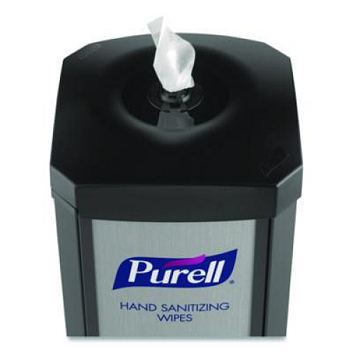 PURELL DS360 High Capacity Hand Sanitizing Wipes Station, 17 x 17.25 x 44.25, Black/Silver (911401SLVHSW)