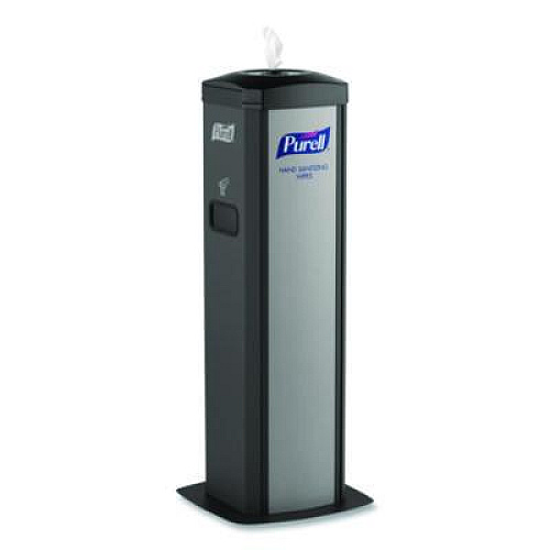 PURELL DS360 High Capacity Hand Sanitizing Wipes Station, 17 x 17.25 x 44.25, Black/Silver (911401SLVHSW)