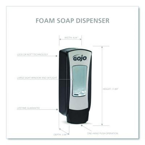 GOJO ADX-12 Dispenser, 1,250 mL, 4.64 x 3.94 x 11.89, Black/Gray, 6/Carton (888806CT)