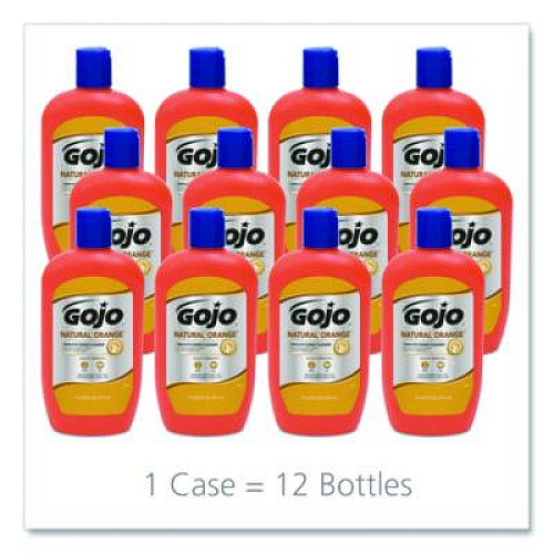 GOJO NATURAL ORANGE Smooth Hand Cleaner, Quick-Acting Lotion with Flip-Cap Squeeze Bottle, Citrus Scent, 14 fl oz, 12/Carton (94712)