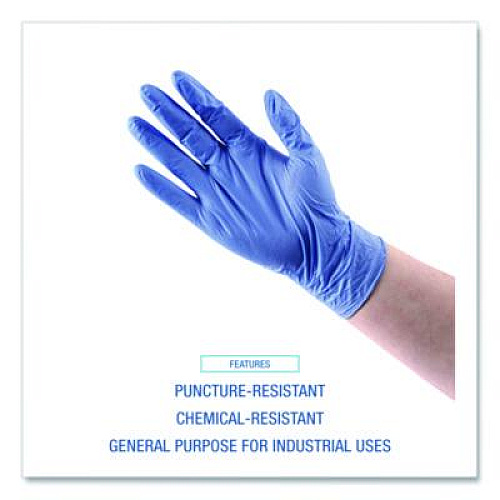 Boardwalk 380 Series Disposable General-Purpose Nitrile Gloves, Powder-Free, Medium, 4 mil Thick, 9.5" Long, Blue, 100/Box (380MBXA)