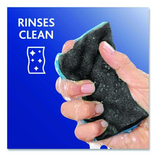 O-Cedar Scrunge Heavy-Duty Sponge, 2.63 x 4.25, 1" Thick, Black/Blue, 2/Pack (148377)