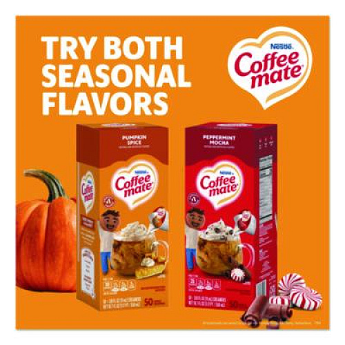 Coffee mate Liquid Coffee Creamer, Pumpkin Spice, 0.38 oz. Mini Cups, 50/Box (75520)