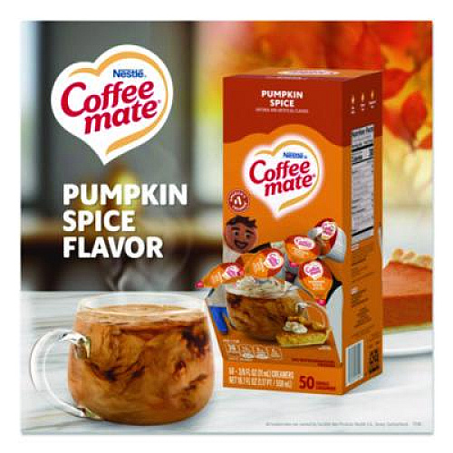 Coffee mate Liquid Coffee Creamer, Pumpkin Spice, 0.38 oz Mini Cups, 50/Box, 4 Boxes/Carton (75520CT)