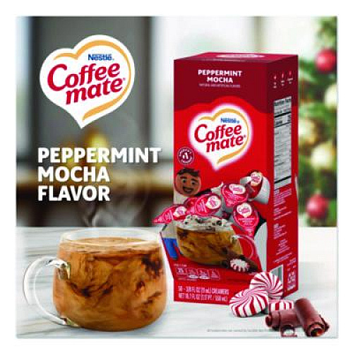 Coffee mate Liquid Coffee Creamer, Peppermint Mocha, 0.38 oz Mini Cups, 50/Box (76060)