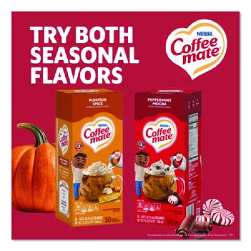 Coffee mate Liquid Coffee Creamer, Peppermint Mocha, 0.38 oz Mini Cups, 50/Box, 4 Boxes/Carton (76060CT)