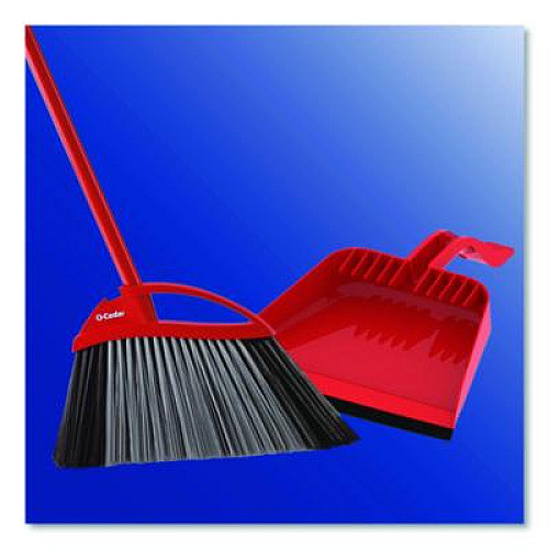 O-Cedar PowerCorner Pet Pro Broom and Step-On Dust Pan, 48" Handle, Red/Black/Gray (168020)