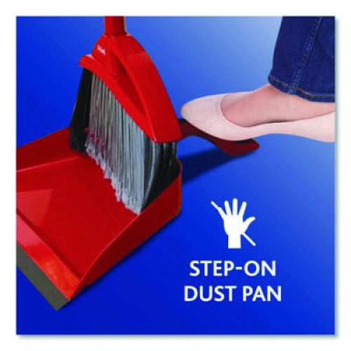 O-Cedar PowerCorner Pet Pro Broom and Step-On Dust Pan, 48" Handle, Red/Black/Gray (168020)